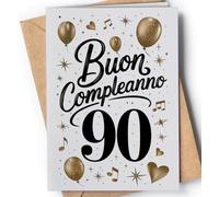 Carte de vœux 90 ans homme - 90 ans anniversaire femme - cadeau femme, homme - cartes de vœux drôles pour maman, papa, grand-père, grand-mère, pour lui, elle - cadeaux 90 mignons - EU 127