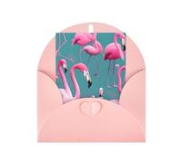 Carte de vœux « A Flock of Flamants », 10,2 x 15,2 cm, enveloppe en forme de cœur, convient pour toutes les occasions.