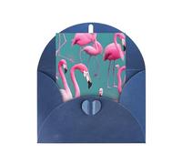 Carte de vœux « A Flock of Flamants », 10,2 x 15,2 cm, enveloppe en forme de cœur, convient pour toutes les occasions.