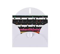 Carte de vœux à paillettes arc-en-ciel à pois noirs et blancs - 3 impressions sur papier nacré horizontal - Pour cartes d'anniversaire et toutes les occasions - Blanc