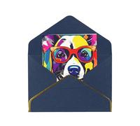 Carte de vœux amusante avec imprimé chien, demi pliée, pour anniversaire, mariage, fête.