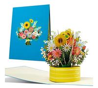 Carte de vœux avec bouquet de fleurs 3D - Carte pop-up avec fleurs joyeuses et colorées par exemple comme carte d'anniversaire, carte de bon rétablissement, carte de remerciement, bon d'achat - F24