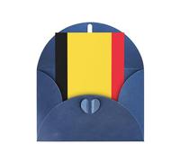 Carte de vœux avec drapeau de la Belgique, page intérieure vierge, avec enveloppe, 10 cm x 15 cm, pour invitations d'anniversaire et de fête.