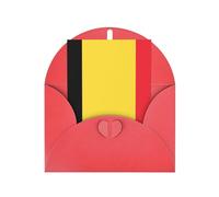 Carte de vœux avec drapeau de la Belgique, page intérieure vierge, avec enveloppe, 10 cm x 15 cm, pour invitations d'anniversaire et de fête.
