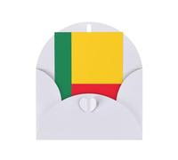 Carte de vœux avec drapeau du Bénin, page intérieure vierge, avec enveloppe, 10 cm x 15 cm, pour invitations d'anniversaire et de fête.