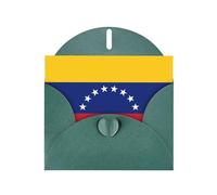Carte de vœux avec drapeau JKIEGOQ du Venezuela - Vert foncé - 10,2 x 15,2 cm - Pour Noël, Saint-Valentin, mariage, fête