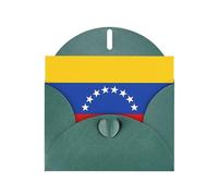 Carte de vœux avec drapeau JKIEGOQ du Venezuela - Vert foncé - 10,2 x 15,2 cm - Pour Noël, Saint-Valentin, mariage, fête