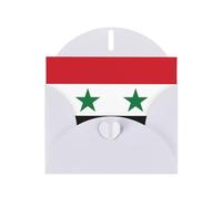 Carte de vœux avec drapeau WHJSHOP blanc de la République arabe syrienne - Papier nacré haut de gamme avec effet nacré double face