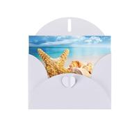 Carte de vœux avec enveloppe, motif coquillages et étoiles de mer, carte d'anniversaire, carte de Noël, carte d'invitation, 3 couleurs