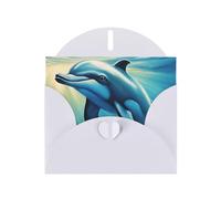 Carte de vœux avec enveloppe Motif dauphin de l'océan En train de vous regarder, carte d'anniversaire, carte de Noël, carte d'invitation, 3 couleurs