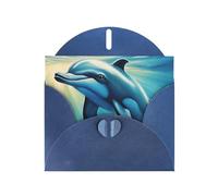 Carte de vœux avec enveloppe Motif dauphin de l'océan En train de vous regarder, carte d'anniversaire, carte de Noël, carte d'invitation, 3 couleurs