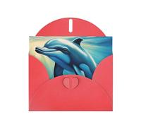 Carte de vœux avec enveloppe Motif dauphin de l'océan En train de vous regarder, carte d'anniversaire, carte de Noël, carte d'invitation, 3 couleurs