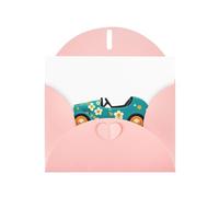 Carte de vœux avec impression de voiture à bascule WHJSHOP rose - Papier nacré double face avec boucle d'amour et enveloppe en papier nacré
