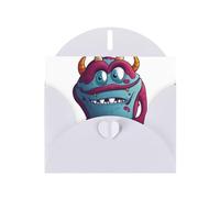 Carte de vœux avec impression monstre WHJSHOP blanc - Papier nacré double face avec boucle d'amour et enveloppe en papier nacré