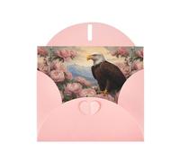 Carte de vœux avec imprimé aigle rose MJHKXLJ parmi les pivoines nacrées - Enveloppe incluse - Parfait pour Noël, anniversaires, Saint-Valentin, mariages, et plus encore