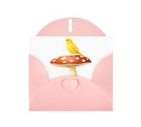 Carte de vœux avec imprimé canari rose YYHWHJDE sur un champignon 15,2 x 10,2 cm - Design tendance et unique pour diverses occasions