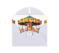 Carte de vœux avec imprimé carrousel WHJSHOP blanc dans une atmosphère romantique - Papier nacré double face haut de gamme Effet perle Love Buckle Enveloppe en papier nacré