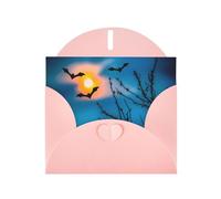 Carte de vœux avec imprimé chauve-souris BROLEO rose sous le ciel nocturne pour Noël, anniversaire, Saint-Valentin, anniversaire de mariage et invitations à une fête
