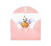 Carte de vœux avec imprimé citrouille chauve-souris et fantôme rose BROLEO pour Noël, anniversaire, Saint-Valentin, anniversaire de mariage et invitations à une fête