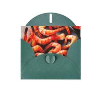 Carte de vœux avec imprimé crevettes glutton vert foncé MJHKXLJ - Enveloppe incluse - Parfait pour Noël, les anniversaires, la Saint-Valentin, les mariages et plus encore