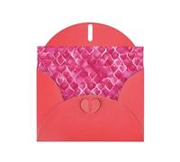 Carte de vœux avec imprimé cœurs roses WHJSHOP rouge - Papier nacré double face avec boucle d'amour et enveloppe en papier nacré