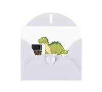 Carte de vœux avec imprimé dinosaure YYHWHJDE blanc regardant la télévision 15,2 x 10,2 cm - Design tendance et unique pour diverses occasions