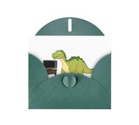 Carte de vœux avec imprimé dinosaure YYHWHJDE vert foncé regardant la télévision 15,2 x 10,2 cm - Design tendance et unique pour diverses occasions