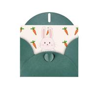 Carte de vœux avec imprimé lapin souriant JKIEGOQ vert foncé 10,2 x 15,2 cm pour Noël, Saint-Valentin, mariage, fête