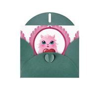 Carte de vœux avec imprimé « MJHKXLJ Little monster in the wreath » - Vert foncé - Enveloppe incluse - Parfait pour Noël, les anniversaires, la Saint-Valentin, les mariages, etc