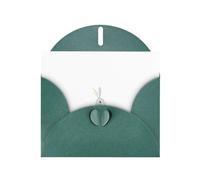 Carte de vœux avec imprimé nacré MJHKXLJ Petit lapin gris jouant de la flûte Vert foncé - Enveloppe incluse - Parfait pour Noël, les anniversaires, la Saint-Valentin, les mariages et plus encore