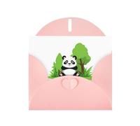 Carte de vœux avec imprimé panda rose YYHWHJDE dans un manoir vert, 15,2 x 10,2 cm - Design tendance et unique pour diverses occasions