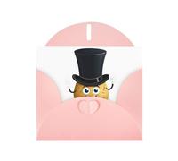 Carte de vœux avec imprimé pomme de terre YYHWHJDE rose portant un chapeau haut-de-forme pour Noël, anniversaire, Saint-Valentin, anniversaire de mariage et fêtes