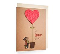 Carte de vœux avec inscription « Let Love Grow » - Carte de vœux avec cœur « à planter » (c.-à-d. avec graines de fleurs à semer)