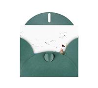 Carte de vœux avec inscription « MJHKXLJ little girl watching seagulls on the reef » - Vert foncé - Enveloppe incluse - Parfaite pour Noël, les anniversaires, la Saint-Valentin, les mariages, etc