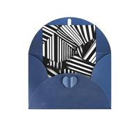 Carte de vœux avec lignes géométriques noires et blanches, 10,2 x 15,2 cm, emballage enveloppe en forme de cœur, convient pour toutes les occasions.