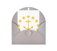 Carte de vœux avec motif drapeau du Rhode Island, page intérieure vierge, avec enveloppe, 10 cm x 15 cm, pour invitations d'anniversaire et de fête.