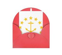Carte de vœux avec motif drapeau du Rhode Island, page intérieure vierge, avec enveloppe, 10 cm x 15 cm, pour invitations d'anniversaire et de fête.