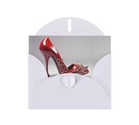 Carte de vœux avec motif lèvres WHJSHOP blanches et talons hauts - Papier nacré double face avec boucle d'amour et enveloppe en papier nacré