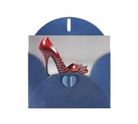 Carte de vœux avec motif lèvres WHJSHOP bleues et talons hauts - Papier nacré double face avec boucle d'amour et enveloppe en papier nacré