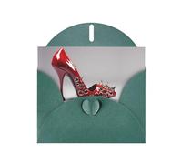 Carte de vœux avec motif lèvres WHJSHOP et talons hauts Vert foncé - Papier nacré double face avec boucle d'amour et enveloppe en papier nacré