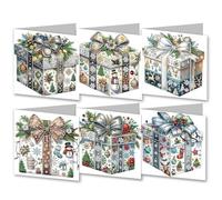 Carte de vœux avec Peinture Diamant DIY 5D, Cartes de Noël, Carte d'anniversaire, Carte de Noël, Carte Cadeau, Cartes Postales, Cadeau de Noël pour Amis, Famille et Enseignants.(6pc-06)