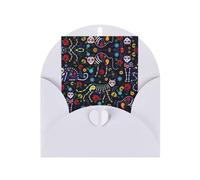 Carte de vœux blanche avec enveloppe assortie - Crâne d'horreur en sucre imprimé vierge motif béni pour anniversaire, mariage, Saint-Valentin