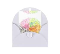 Carte de vœux blanche avec enveloppe assortie - Quatre saisons - Motif arbre printanier vierge - Pour anniversaire, mariage, Saint-Valentin