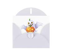 Carte de vœux blanche BROLEO citrouille chauve-souris fantôme pour Noël, anniversaire, Saint-Valentin, anniversaire de mariage et invitations à une fête
