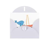 Carte de vœux blanche YYHWHJDE avec image de baleine et voilier parfaite pour la Saint-Valentin, un anniversaire de mariage et des invitations de fête