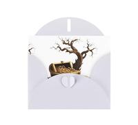 Carte de vœux blanche YYHWHJDE Coffre au trésor enveloppée dans des branches, parfaite pour la Saint-Valentin, un anniversaire de mariage et des invitations de fête