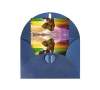 Carte de vœux bleue - Carte vierge imprimée éléphant d'Afrique pour anniversaire, mariage, Saint-Valentin et invitation à une fête