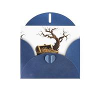 Carte de vœux bleue YYHWHJDE Coffre au trésor enveloppée dans des branches, parfaite pour la Saint-Valentin, un anniversaire de mariage et des invitations de fête