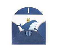 Carte de vœux bleue YYHWHJDE Prince baleine dans l'océan, parfaite pour la Saint-Valentin, un anniversaire de mariage et des invitations de fête