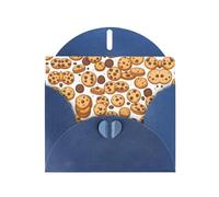 Carte de vœux Blue MJHKXLJ Cookies Food Chocolate Chip Biscuits Imprimés nacrés - Enveloppe incluse - Parfait pour Noël, les anniversaires, la Saint-Valentin, les mariages et plus encore